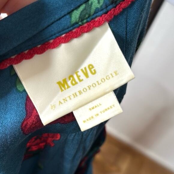 Mauve Anthropologie Kalas Teal Floral Henley - Picture 4 of 7